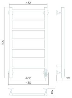 Электрический полотенцесушитель Larusso Джаз П7 40x80см хром 4670078536358