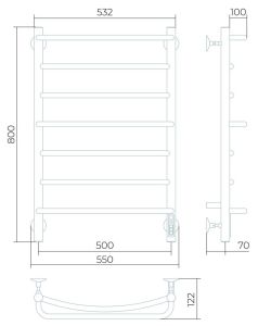 Электрический полотенцесушитель Larusso Евромикс П7 50x80см хром 4670078536389