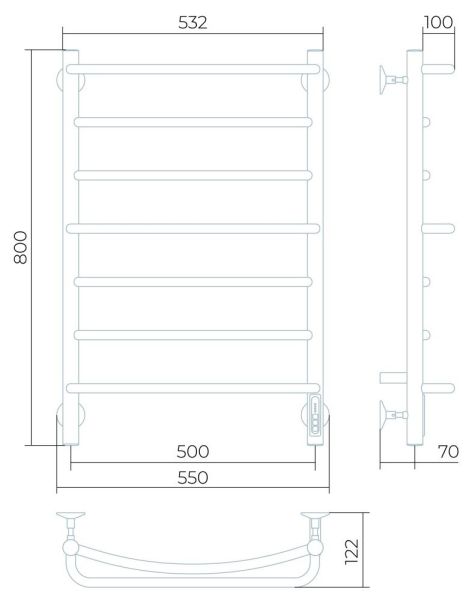 Электрический полотенцесушитель Larusso Евромикс П7 50x80см хром 4670078536389