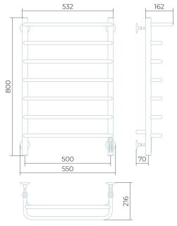 Электрический полотенцесушитель Larusso Стандарт П7 50x80см с полкой хром 4670078536426