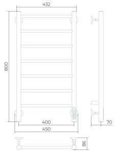 Электрический полотенцесушитель Larusso Джаз П7 40x80см чёрный матовый 4670078536440