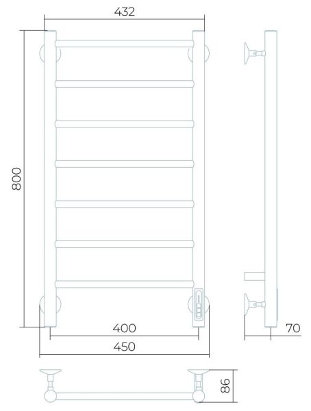 Электрический полотенцесушитель Larusso Джаз П7 40x80см чёрный матовый 4670078536440