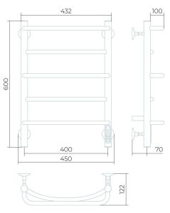 Электрический полотенцесушитель Larusso Евромикс П5 40x60см чёрный матовый 4670078536464