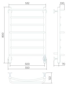 Электрический полотенцесушитель Larusso Евромикс П7 50x80см белый матовый 4670078536471