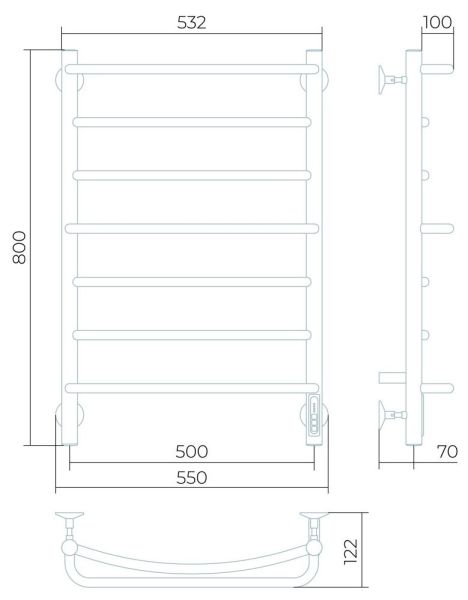 Электрический полотенцесушитель Larusso Евромикс П7 50x80см чёрный матовый 4670078536488