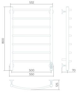 Электрический полотенцесушитель Larusso Классик П7 50x80см белый матовый 4670078536518