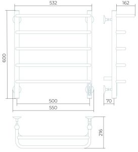 Электрический полотенцесушитель Larusso Стандарт П5 50x60см с полкой белый матовый 4670078536587