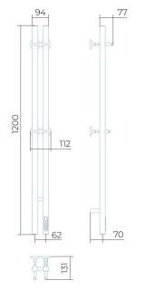 Электрический полотенцесушитель Larusso Прайм дуэт П3 8x120см чёрный матовый 4670078536327