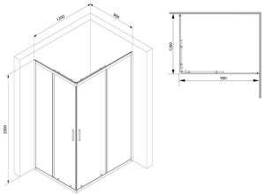 Душевой уголок Am.Pm Gem S 120x90см чёрный матовый W93G-404-120290-BT
