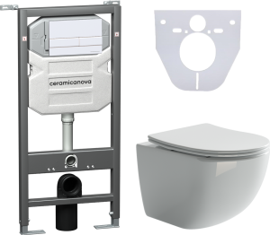 Комплект с инсталляцией Ceramica Nova CN3009_1002W_1000 унитаз Forma CN3009 крышка-сиденье с микролифтом и инсталляция Envision CN1002W с белой матовой кнопкой смыва Flat