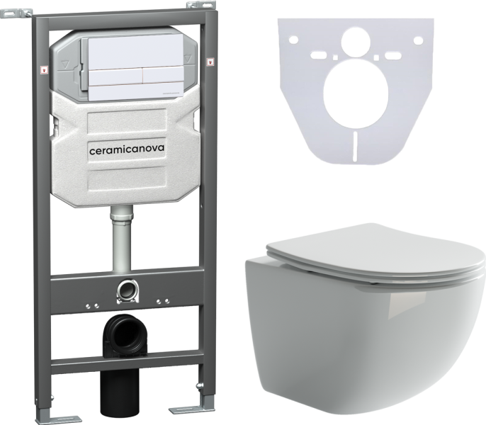 Комплект с инсталляцией Ceramica Nova CN3009_1002W_1000 унитаз Forma CN3009 крышка-сиденье с микролифтом и инсталляция Envision CN1002W с белой матовой кнопкой смыва Flat
