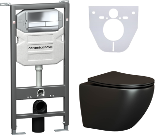 Комплект с инсталляцией Ceramica Nova CN4002MB_1002CH_1000 унитаз Metropol CN4002MB крышка-сиденье с микролифтом и инсталляция Envision CN1002CH с кнопкой смыва хром Flat Комплект с инсталляцией Ceramica Nova CN4002MB_1002CH_1000 унитаз Metropol CN4002MB крышка-сиденье с микролифтом и инсталляция Envision CN1002CH с кнопкой смыва хром Flat