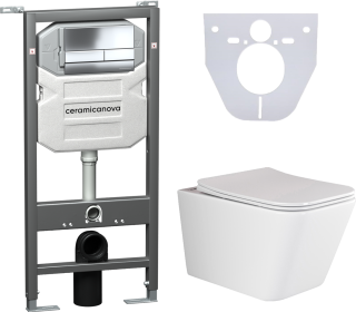 Комплект с инсталляцией Ceramica Nova CN3007_1002CH_1000 унитаз Metric CN3007 крышка-сиденье с микролифтом и инсталляция Envision CN1002CH с кнопкой смыва хром Flat Комплект с инсталляцией Ceramica Nova CN3007_1002CH_1000 унитаз Metric CN3007 крышка-сиденье с микролифтом и инсталляция Envision CN1002CH с кнопкой смыва хром Flat