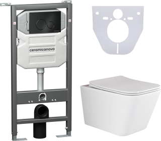 Комплект с инсталляцией Ceramica Nova CN3007_1001B_1000 унитаз Metric CN3007 крышка-сиденье с микролифтом и инсталляция Envision CN1001B с чёрной матовой кнопкой смыва Round Комплект с инсталляцией Ceramica Nova CN3007_1001B_1000 унитаз Metric CN3007 крышка-сиденье с микролифтом и инсталляция Envision CN1001B с чёрной матовой кнопкой смыва Round