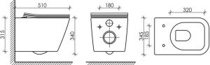 Комплект с инсталляцией Ceramica Nova CN3007_1002B_1000 унитаз Metric CN3007 крышка-сиденье с микролифтом и инсталляция Envision CN1002B с чёрной матовой кнопкой смыва Flat