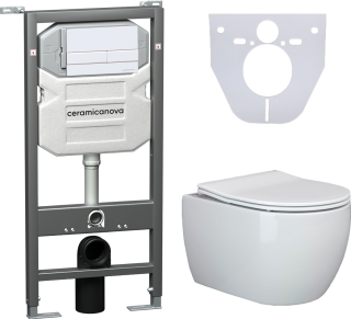 Комплект с инсталляцией Ceramica Nova CN3001_1002W_1000 унитаз Play CN3001 крышка-сиденье с микролифтом и инсталляция Envision CN1002W с белой матовой кнопкой смыва Flat Комплект с инсталляцией Ceramica Nova CN3001_1002W_1000 унитаз Play CN3001 крышка-сиденье с микролифтом и инсталляция Envision CN1002W с белой матовой кнопкой смыва Flat