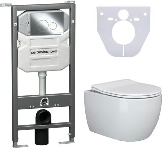 Комплект с инсталляцией Ceramica Nova CN3001_1001CH_1000 унитаз Play CN3001 крышка-сиденье с микролифтом и инсталляция Envision CN1001CH с  кнопкой смыва хром Round Комплект с инсталляцией Ceramica Nova CN3001_1001CH_1000 унитаз Play CN3001 крышка-сиденье с микролифтом и инсталляция Envision CN1001CH с  кнопкой смыва хром Round