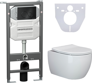 Комплект с инсталляцией Ceramica Nova CN3001_1001B_1000 унитаз Play CN3001 крышка-сиденье с микролифтом и инсталляция Envision CN1001B с чёрной матовой кнопкой смыва Round Комплект с инсталляцией Ceramica Nova CN3001_1001B_1000 унитаз Play CN3001 крышка-сиденье с микролифтом и инсталляция Envision CN1001B с чёрной матовой кнопкой смыва Round