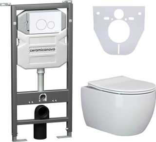 Комплект с инсталляцией Ceramica Nova CN3001_1001W_1000 унитаз Play CN3001 крышка-сиденье с микролифтом и инсталляция Envision CN1001W с белой матовой кнопкой смыва Round Комплект с инсталляцией Ceramica Nova CN3001_1001W_1000 унитаз Play CN3001 крышка-сиденье с микролифтом и инсталляция Envision CN1001W с белой матовой кнопкой смыва Round