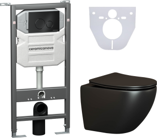 Комплект с инсталляцией Ceramica Nova CN4002MB_1001B_1000 унитаз Metropol CN4002MB крышка-сиденье с микролифтом и инсталляция Envision CN1001B с чёрной матовой кнопкой смыва Round Комплект с инсталляцией Ceramica Nova CN4002MB_1001B_1000 унитаз Metropol CN4002MB крышка-сиденье с микролифтом и инсталляция Envision CN1001B с чёрной матовой кнопкой смыва Round