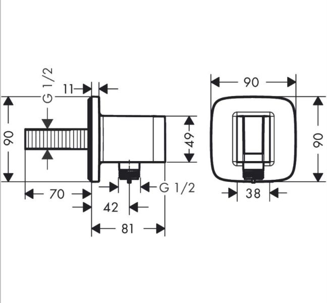 Шланговое подключение Hansgrohe Fixfit Q 26887140 шлифованная бронза