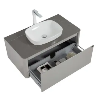 Тумба с раковиной Black&White Universe 9151000 100 см светло-серый