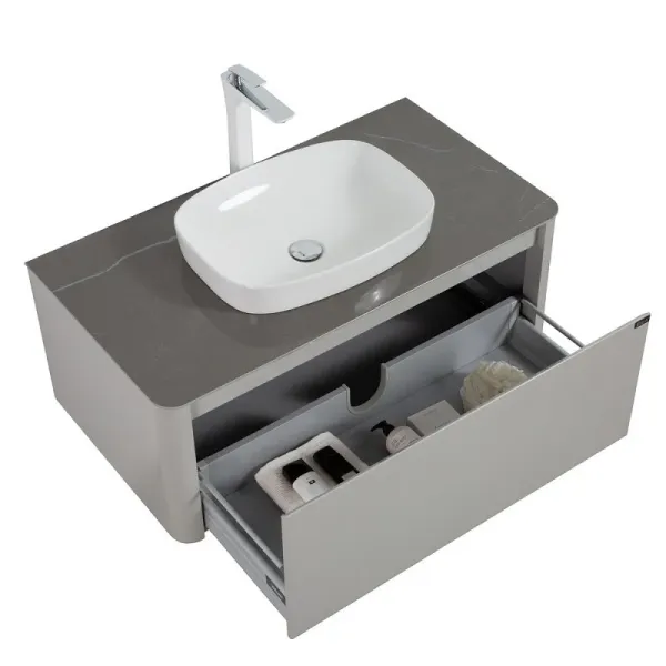 Тумба с раковиной Black&White Universe 9151000 100 см светло-серый