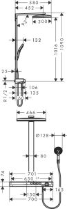 Душевая стойка Hansgrohe Rainmaker Select Showerpipe 460 3jet 27106400 с термостатом