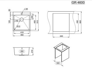 Мойка кухонная Granula 4600, ГРАФИТ МАТОВЫЙ