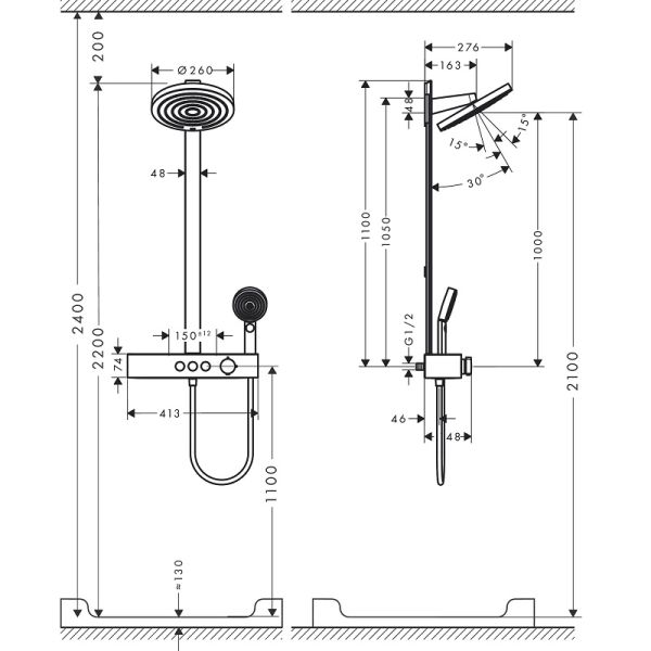 Душевая система Hansgrohe Pulsify S Showerpipe 260 2jet 24240000 хром