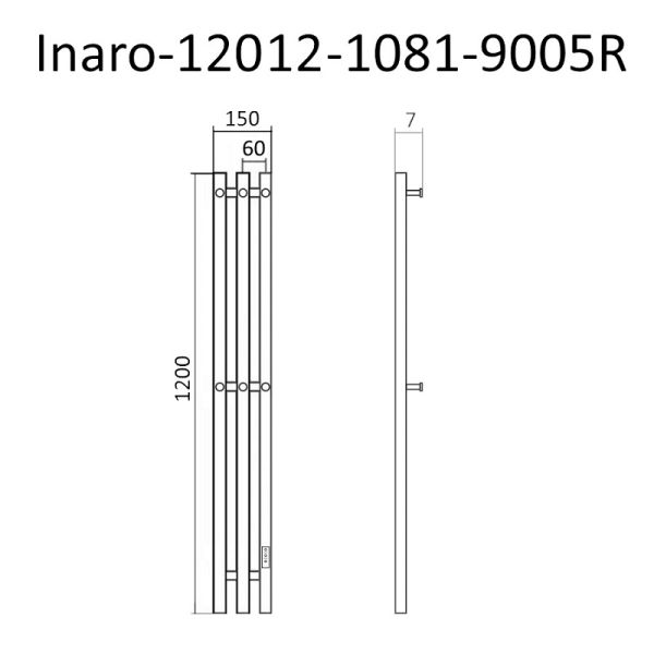 Полотенцесушитель электрический Маргроид Inaro профильный 120х12 R черный матовый
