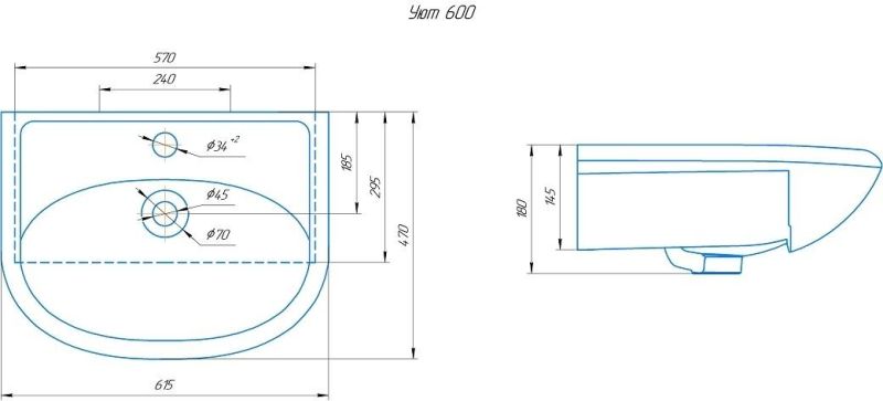 Мебельная раковина Rosa Уют 4620008192772 60см белый