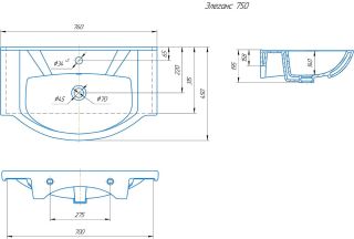 Мебельная раковина Kirovit Элеганс SD-00000589 75 см Мебельная раковина Kirovit Элеганс SD-00000589 75 см