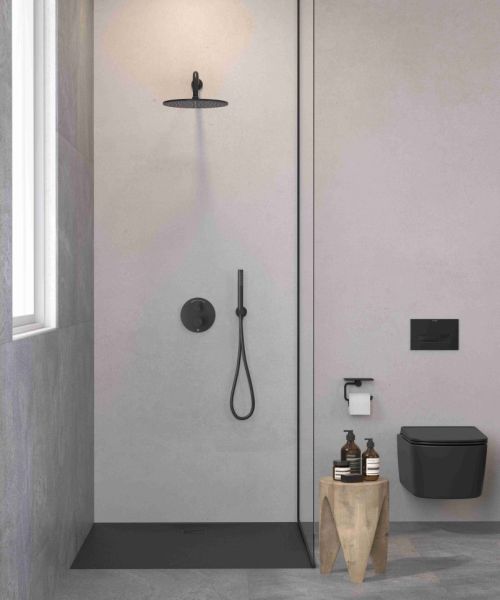 Душевой комплект Kludi Nova Fonte 208313915 с термостатом чёрный матовый