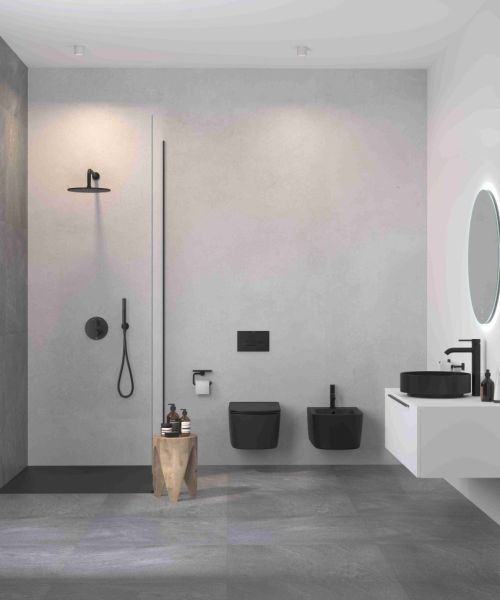 Душевой комплект Kludi Nova Fonte 208313915 с термостатом чёрный матовый