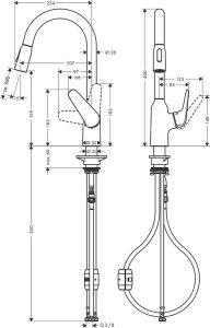 Смеситель Hansgrohe Focus M42 71800800 для кухни сталь