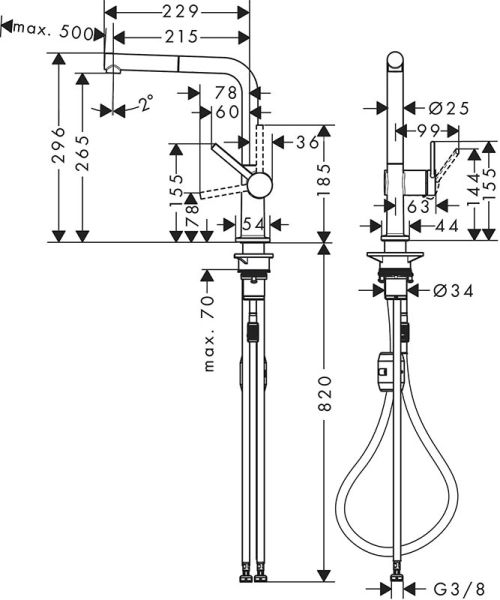 Смеситель Hansgrohe Talis M54 72808000 для кухни хром