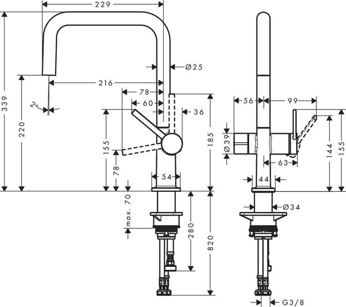 Смеситель Hansgrohe Talis M54 72807800 для кухни сталь