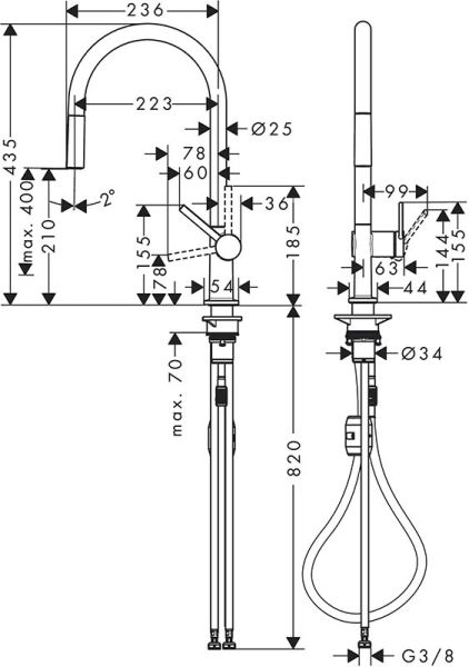 Смеситель Hansgrohe Talis M54 72802000 для кухни хром