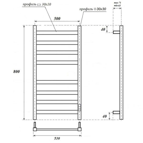 Полотенцесушитель электрический Point Меркурий П8 PN83858W 80 см белый