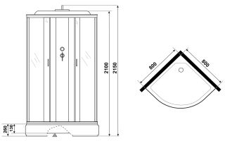 Душевая кабина Niagara NG-3503-14P 80x80см серебро/тонированное