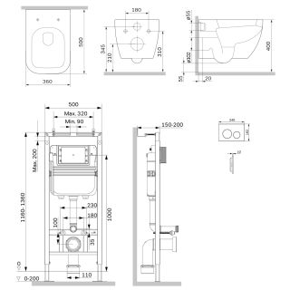 Комплект Am.Pm Gem IS130101.901901 инсталляция MasterFit с подвесным унитазом Aquaspin и клавишей