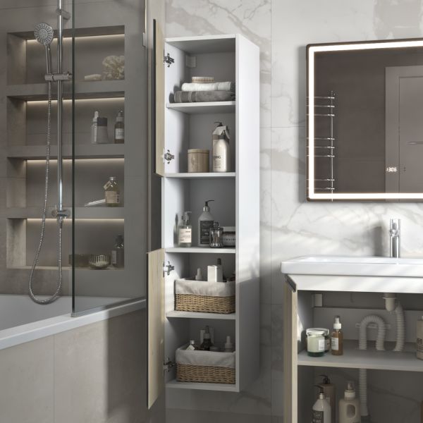 Шкаф-пенал подвесной Vigo Yuma 345 поставляется в разобранном виде дуб давос