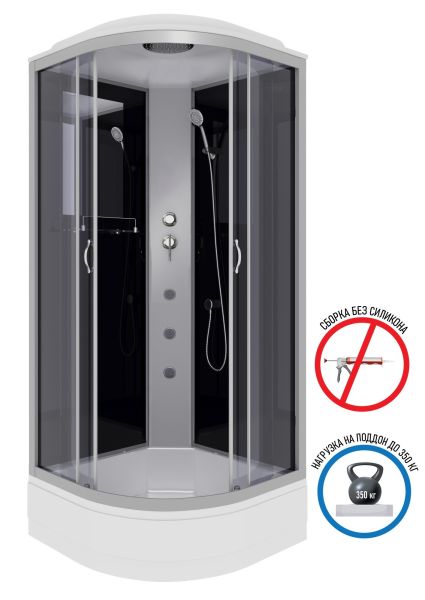 Душевая кабина Niagara NG-3502-14F с гидромассажем 100x100см серебро/тонированное