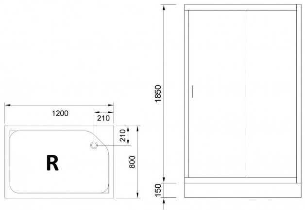 Душевой уголок Royal Bath HP 120x80см правый хром RB8120HP-C-CH-R