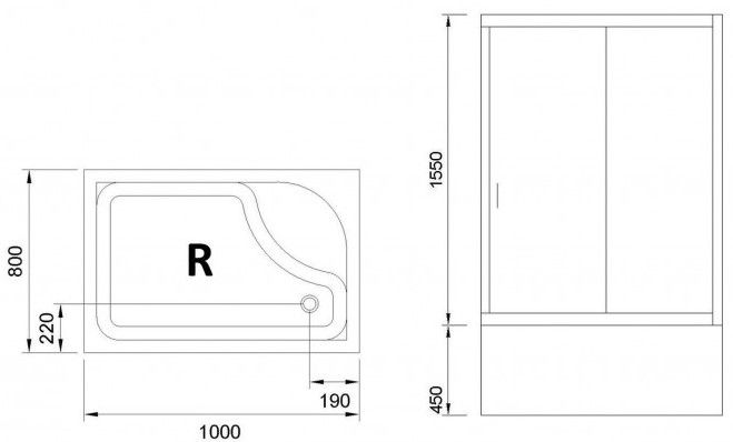 Душевой уголок Royal Bath BP 100x80см правый хром RB8100BP-C-CH-R