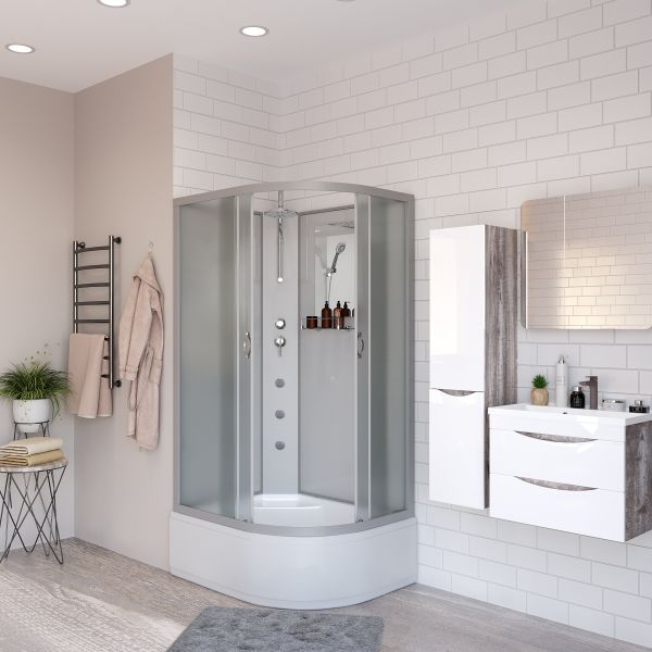 Душевая кабина Niagara NG-2310-14LBKTG с гидромассажем 120x80см серебро/матовое