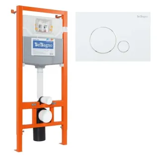 Инсталляция для подвесного унитаза BelBagno BB001-120/BB014-SR-BIANCO с клавишей смыва белый