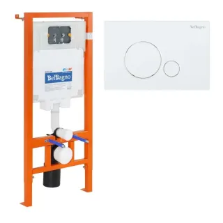 Инсталляция для подвесного унитаза BelBagno BB002-80/BB014-SR-BIANCO с клавишей смыва белый