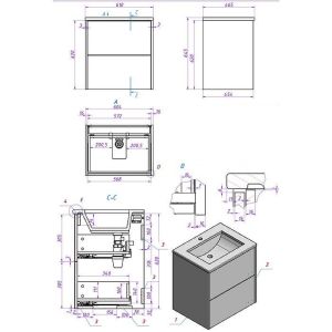 Тумба под раковину La Fenice Simpla FNC-01-SIM-G-60-2 Серо-зеленая 60 см